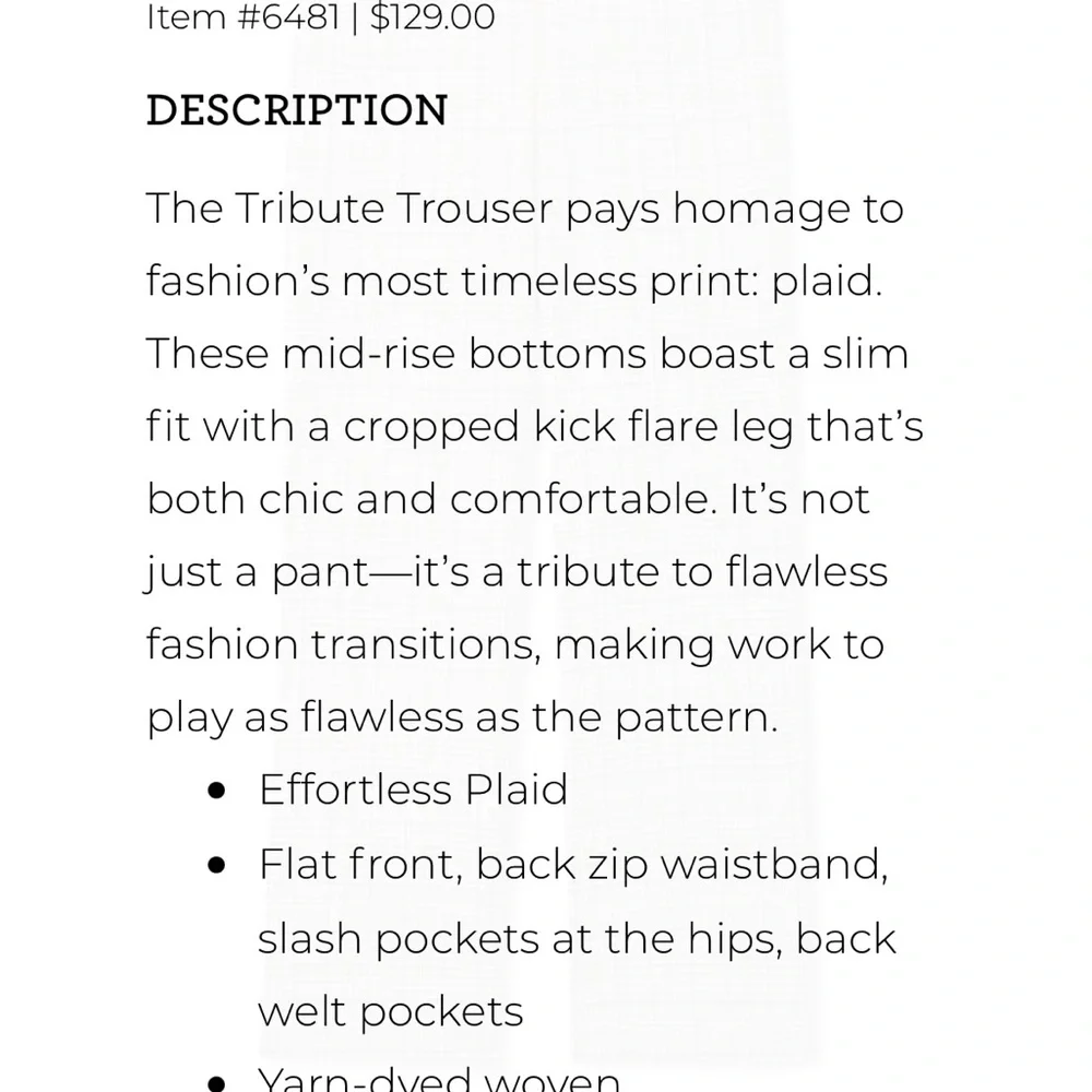 Cabi Tribute Plaid Trousers - Picture 6 of 8